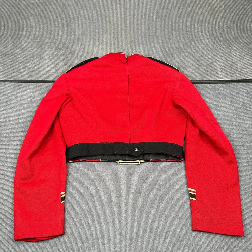 Vintage Sol Frank Uniforms Red Black Band Jacket Cropped Military Costume 80